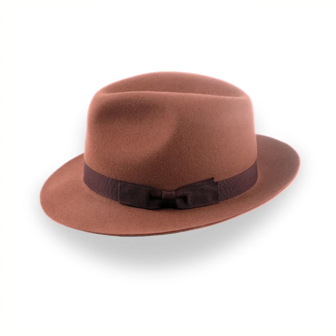 Rust Short Brim Trilby Fedora Hat in Soft Fur Felt | The Tomaso