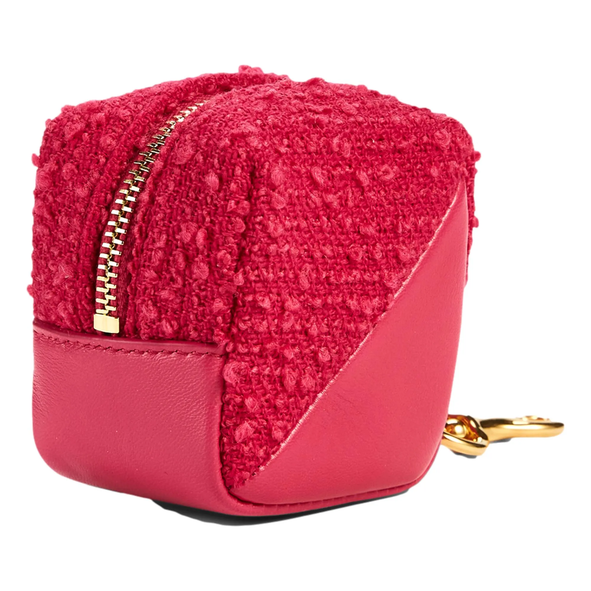 Saint Laurent Jamie YSL Keyring Cube Magenta Tweed Leather