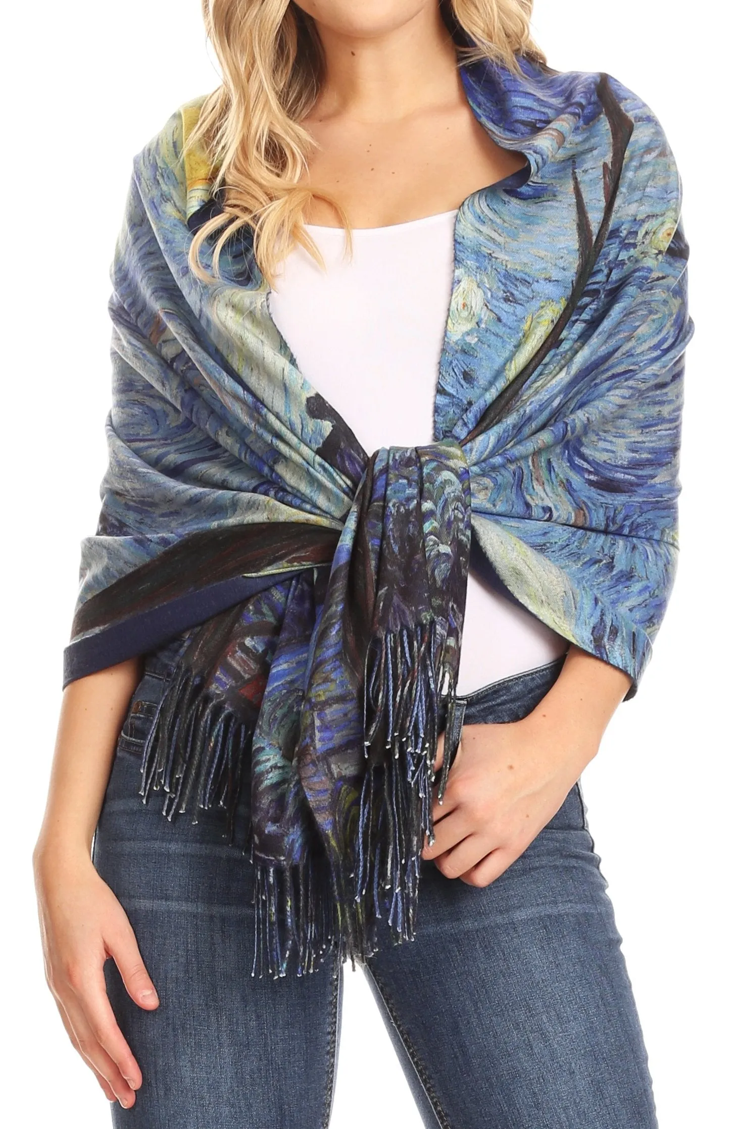 Sakkas Oria Women's Soft Lightweight Colorful Printed Shawl Scarf Wrap Stole