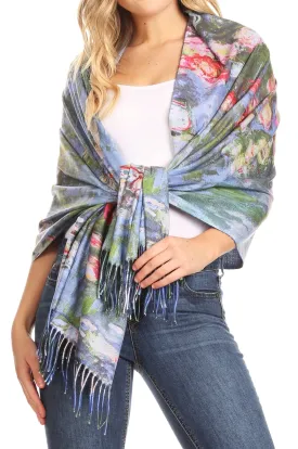 Sakkas Oria Women's Soft Lightweight Colorful Printed Shawl Scarf Wrap Stole