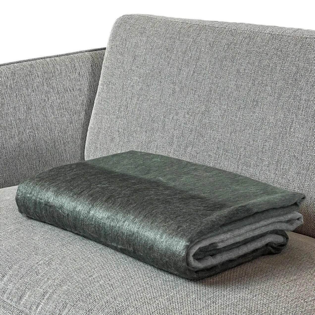 Soft & Warm Baby Alpaca Wool Throw Blanket / Sofa Cover - Queen 96" x 64" - shades of grey pattern