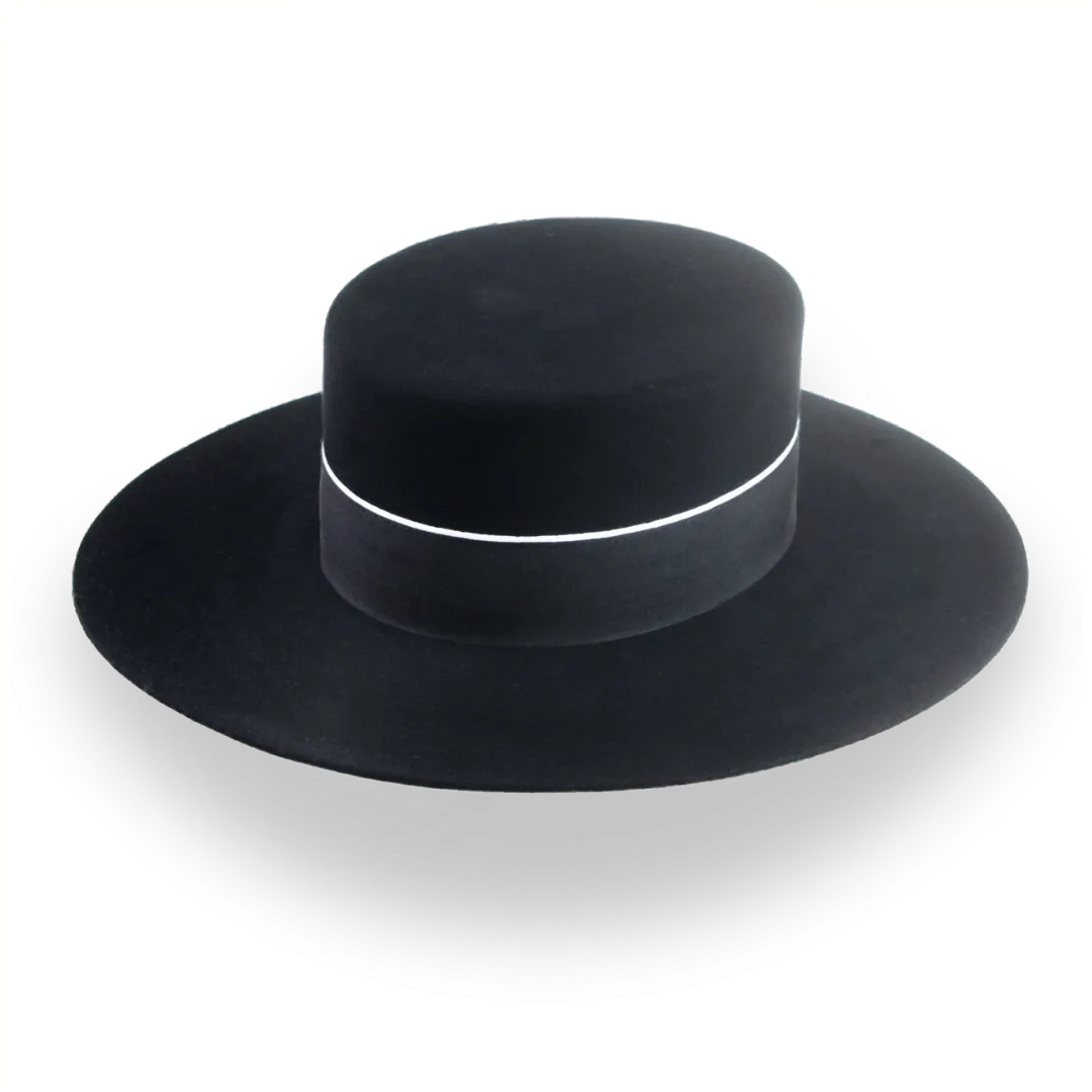 Spanish Cordobés Flat Top Hat Handmade in Black Fur Felt | The Andaluz