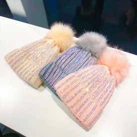 Sparkle Pom Pom Beanie