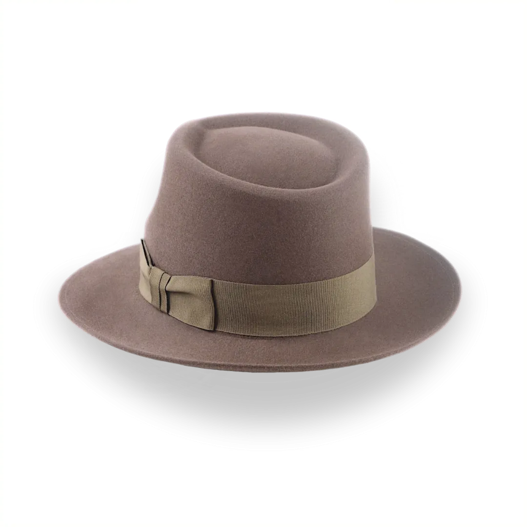 Taupe Brown Wide Brim Fedora For Men | The Sovereign