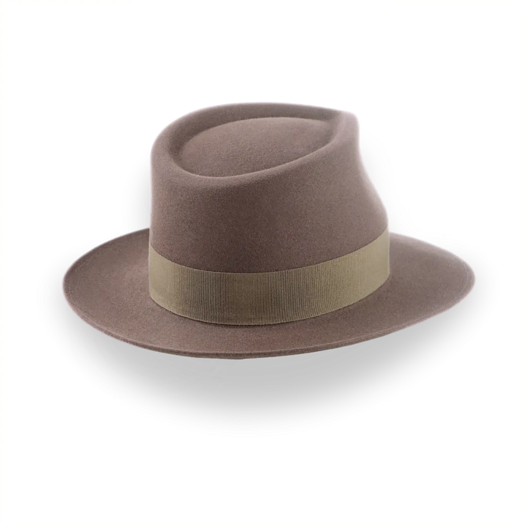 Taupe Brown Wide Brim Fedora For Men | The Sovereign