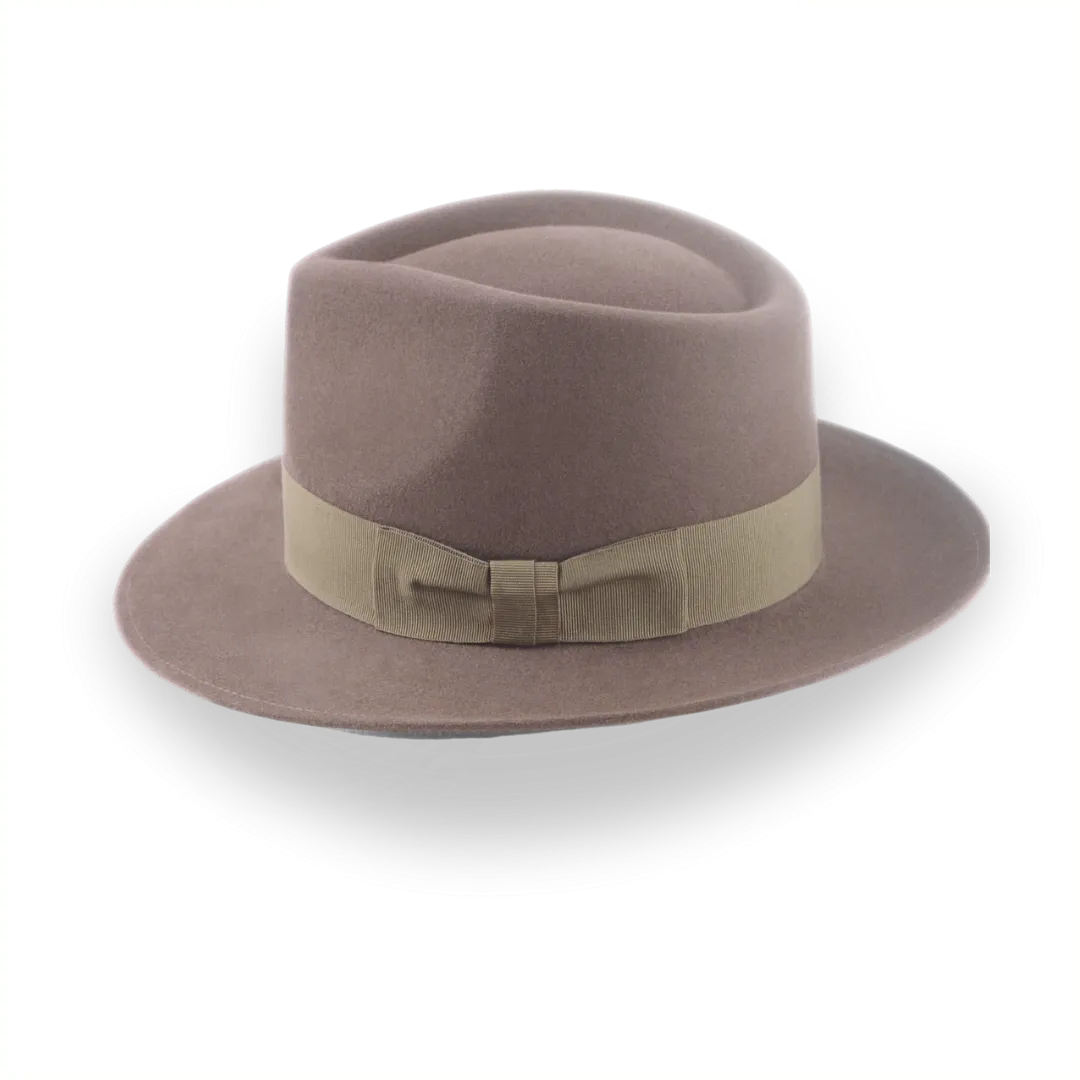 Taupe Brown Wide Brim Fedora For Men | The Sovereign