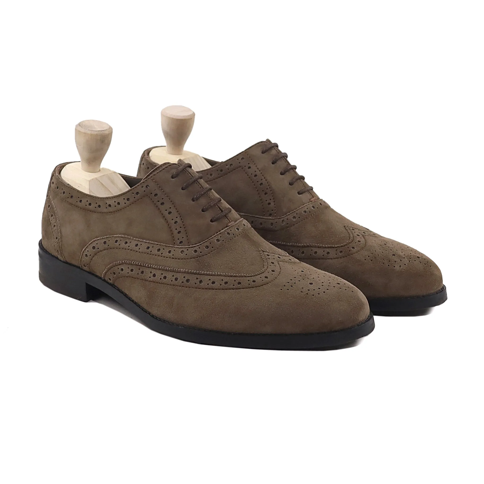 Tetsuya - Men's Light Brown Kid Suede Oxford Shoe