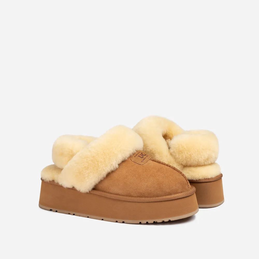 Ugg Coquette Platform Slipper (Elastic Logo & Wool Strap) (Detachable Feature)