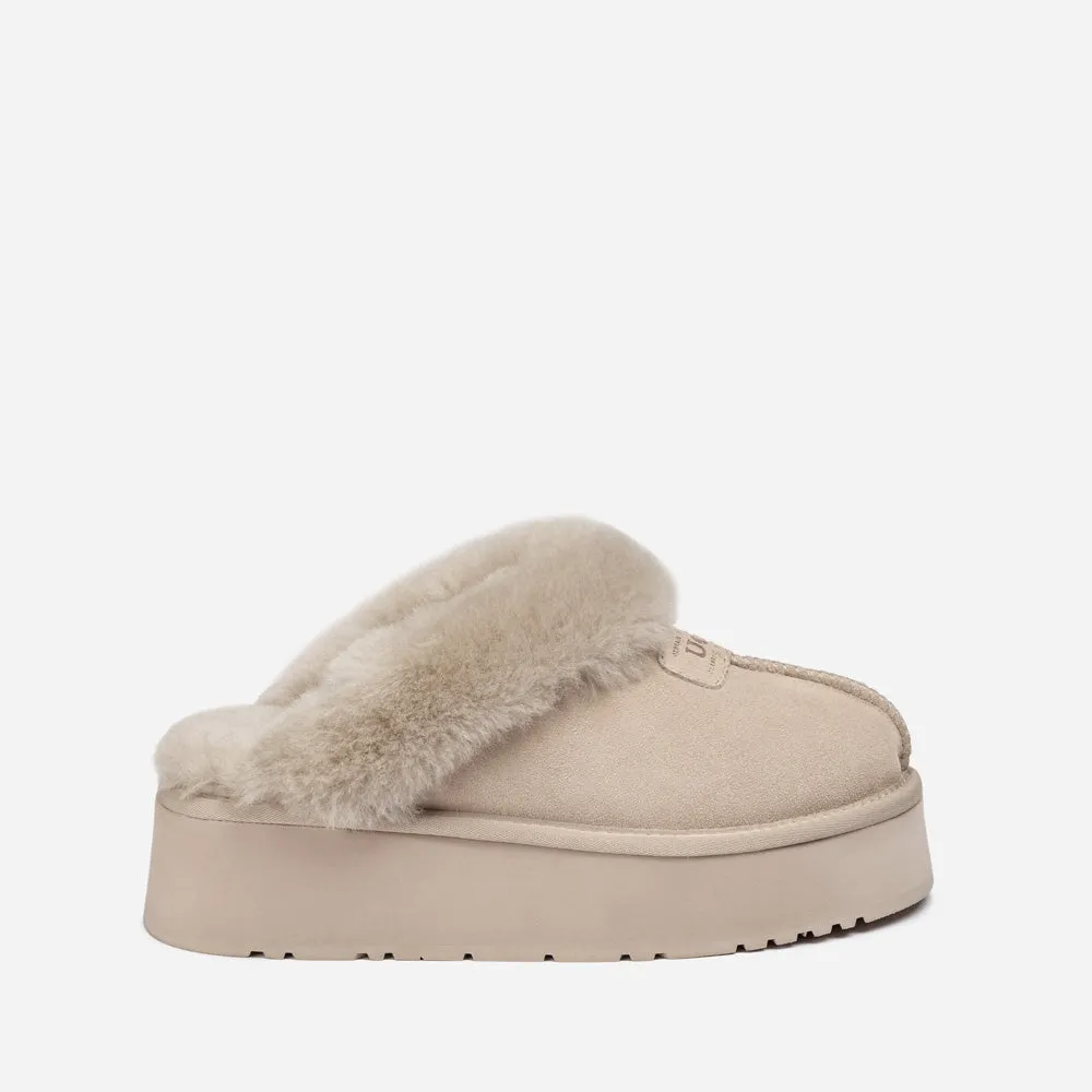 Ugg Coquette Platform Slipper (Elastic Logo & Wool Strap) (Detachable Feature)