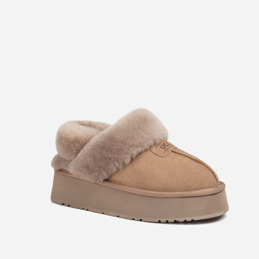 Ugg Coquette Platform Slipper (Elastic Logo & Wool Strap) (Detachable Feature)