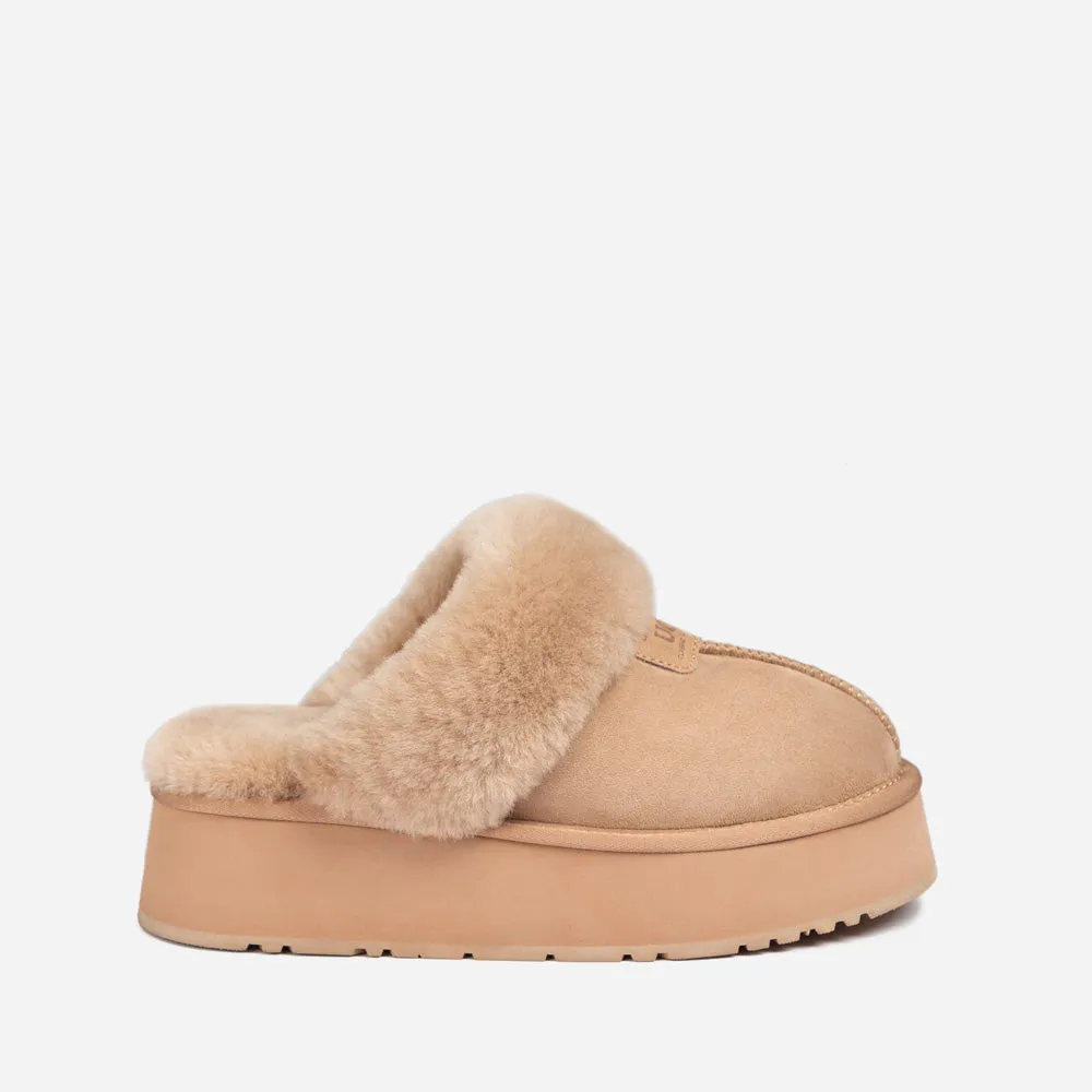 Ugg Coquette Platform Slipper (Elastic Logo & Wool Strap) (Detachable Feature)