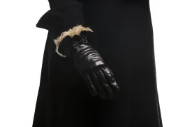 Veronique Minnie Frill - Women's Silk Lined Leather Gloves with Fur Cuffs