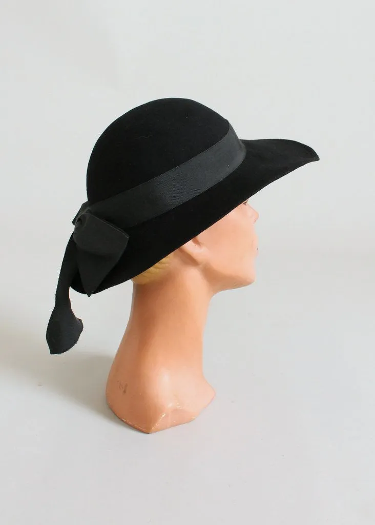 Vintage 1970s Black Felt Fall Weekender Hat