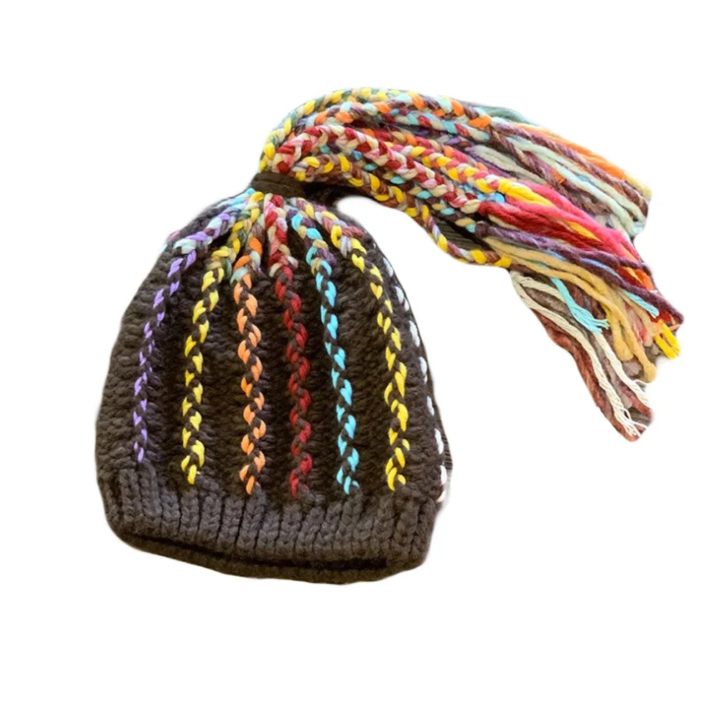 Womens Beanie Hat with Tassels - Bohemian Style Skull Cap YZ50235