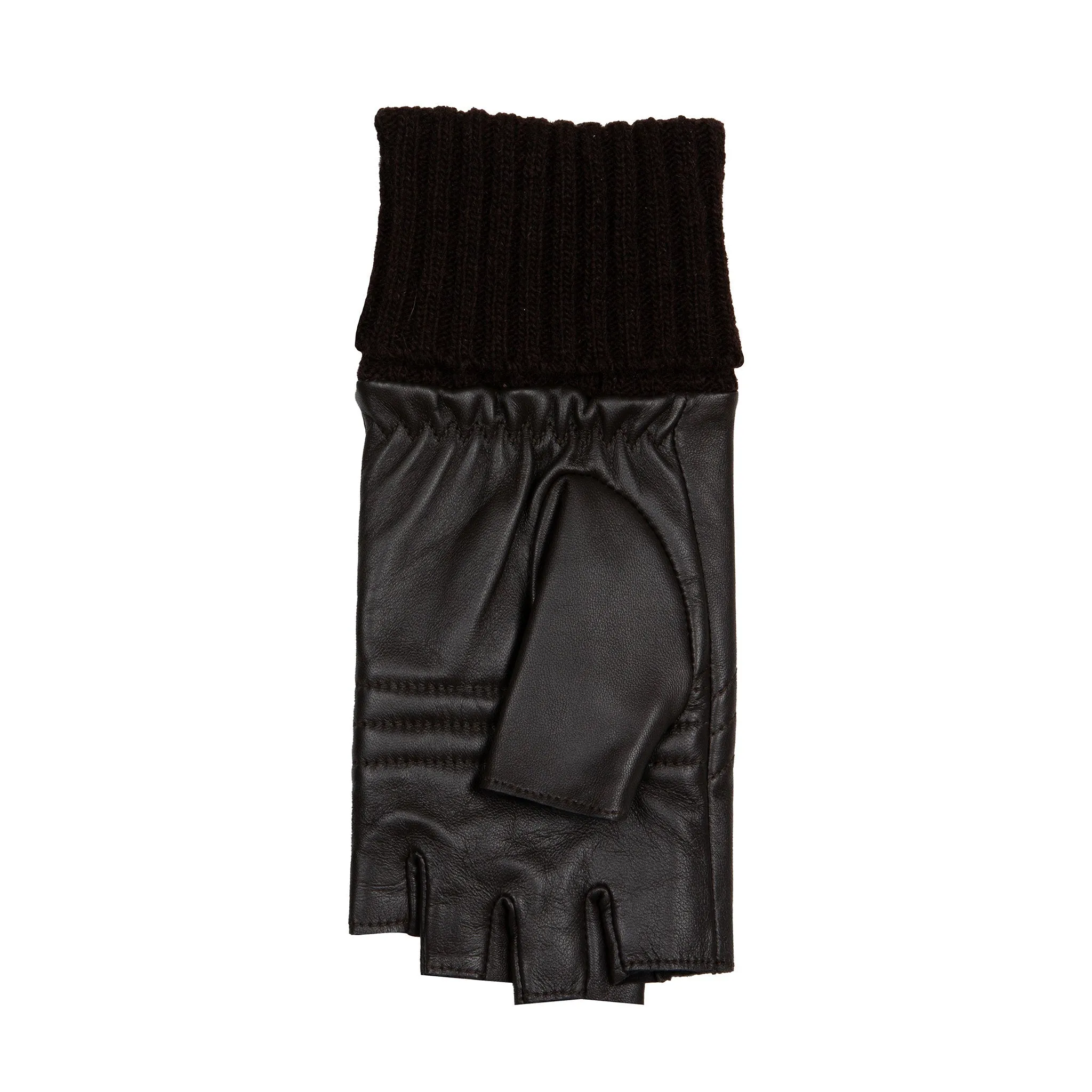 Women’s Fingerless Leather Gloves with Quilted Chevron Design